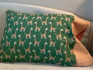Baby Giraffes on Green, Toddler/Travel Size Handmade Pillowcase, Organic Cotton